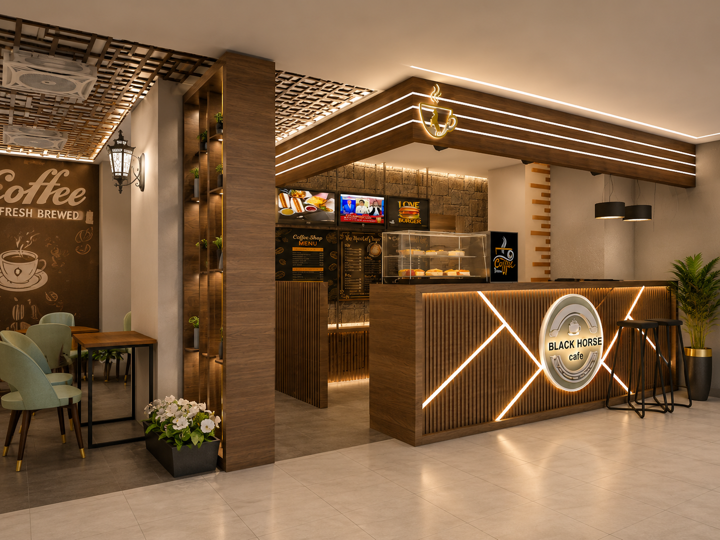 Cafe 3D Rendering — Photorealistic Restaurant Visualization by Studio3 Pakistan