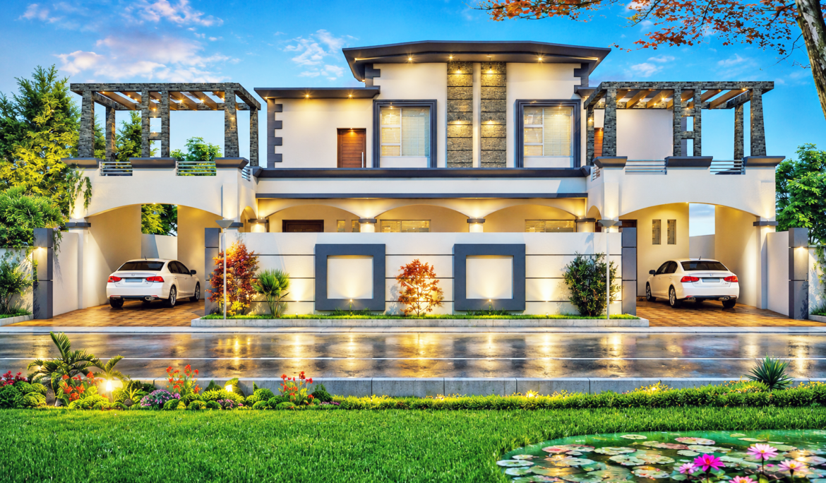 Home construction company in Multan – residential house under construction with modern design by Studio3