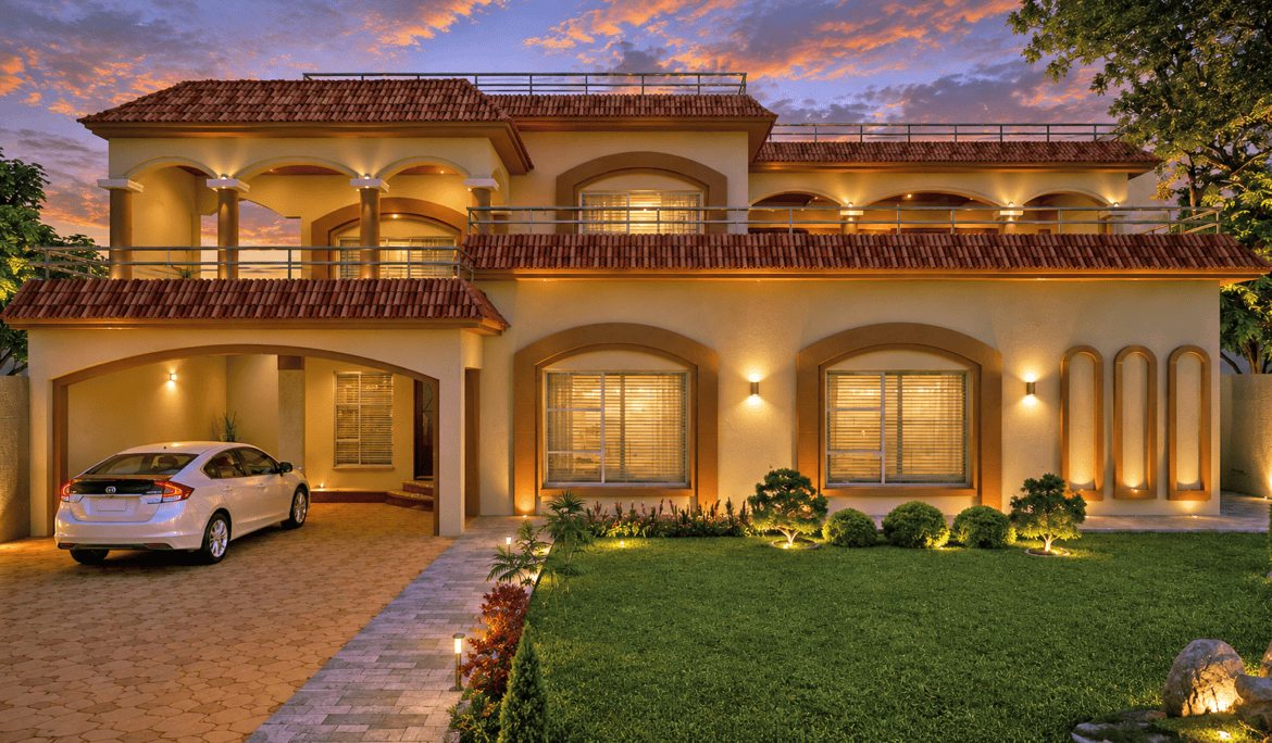 Photorealistic 3D rendering of a modern house Doha