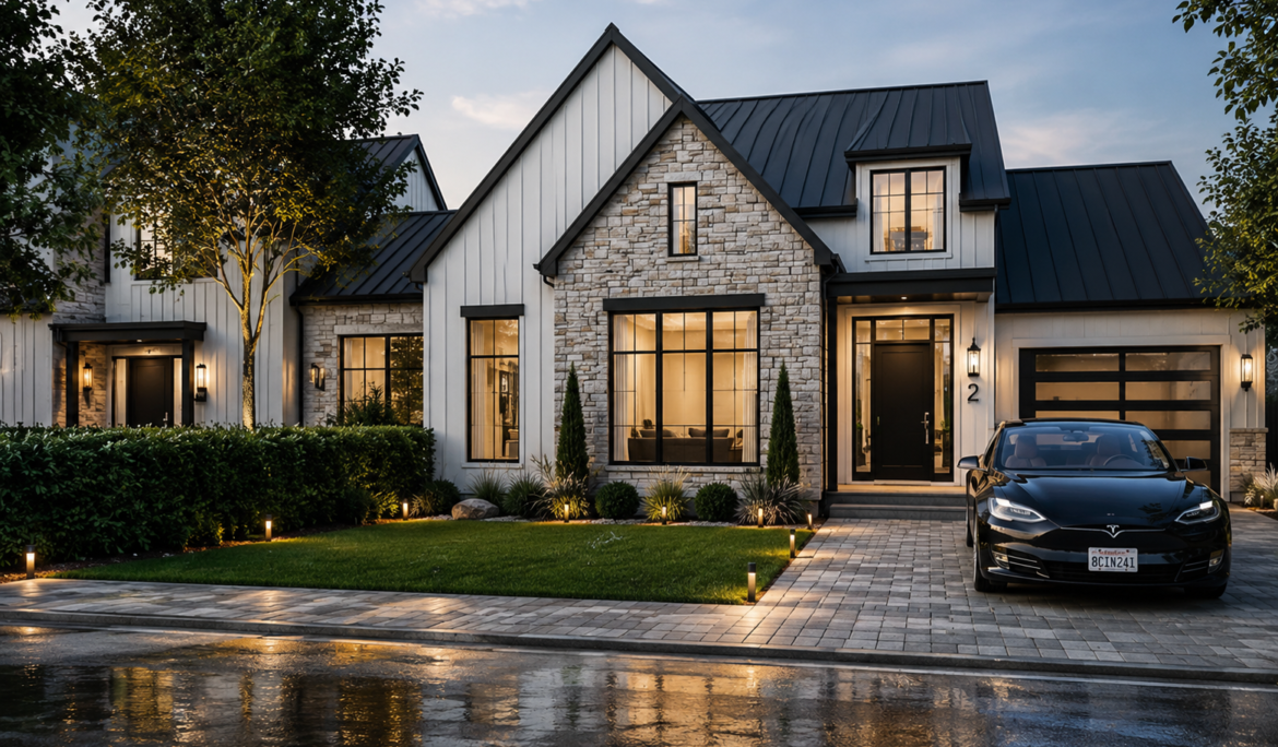 Architectural rendering for general contractors showing a residential exterior renovation