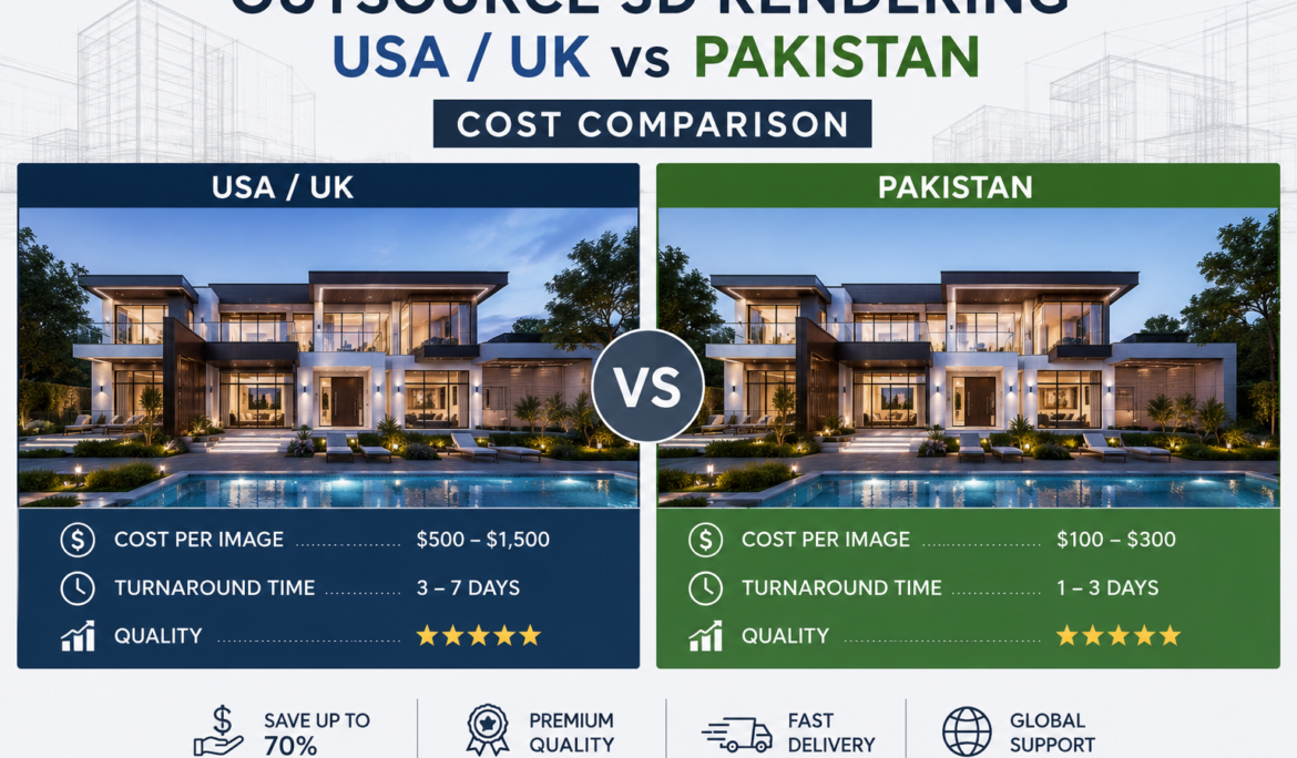 outsource 3D rendering Pakistan cost comparison chart USA UK