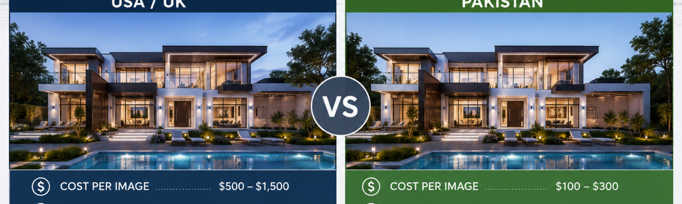 outsource 3D rendering Pakistan cost comparison chart USA UK